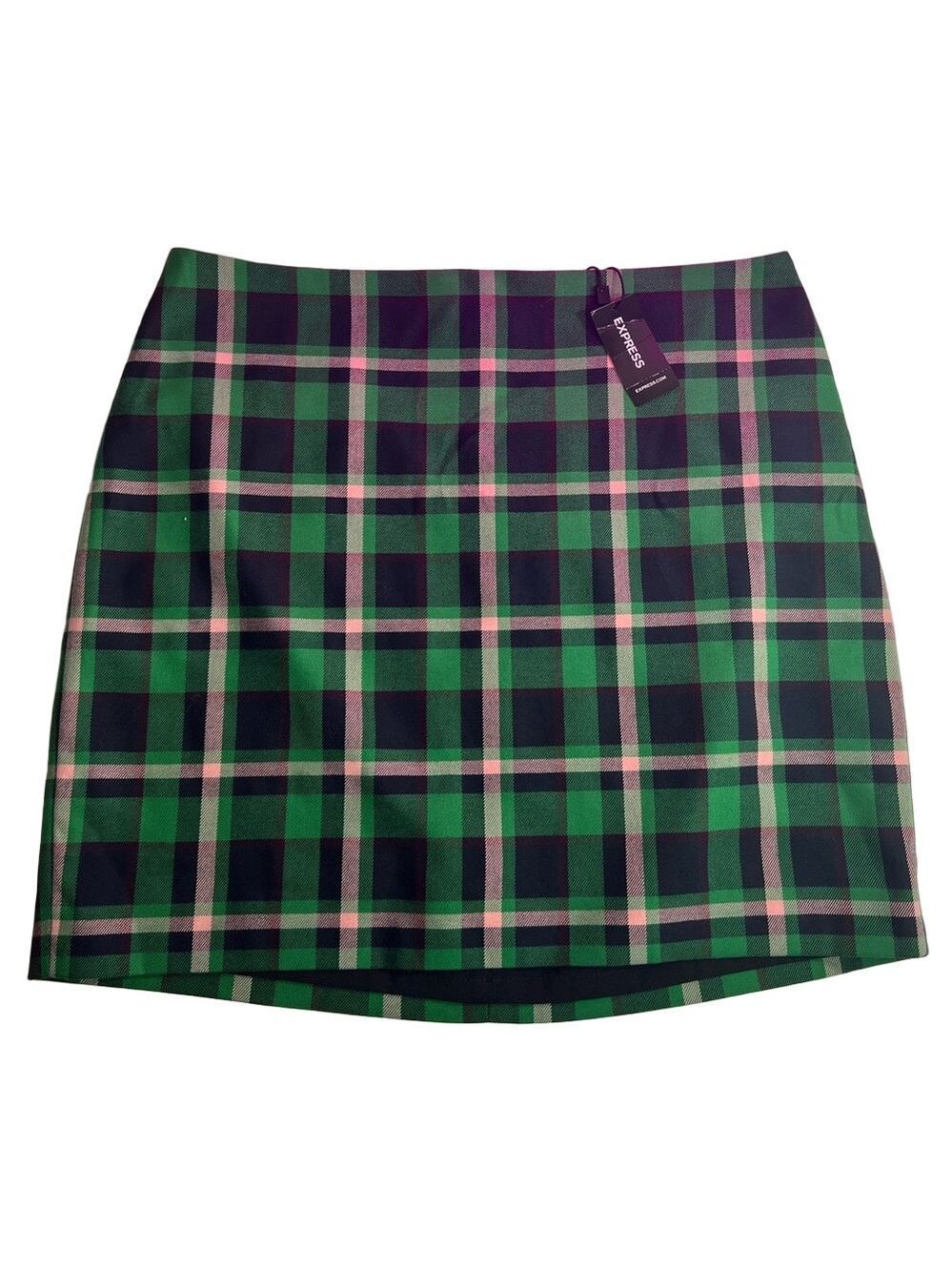 Express Green Pink Plaid Skirt size 8